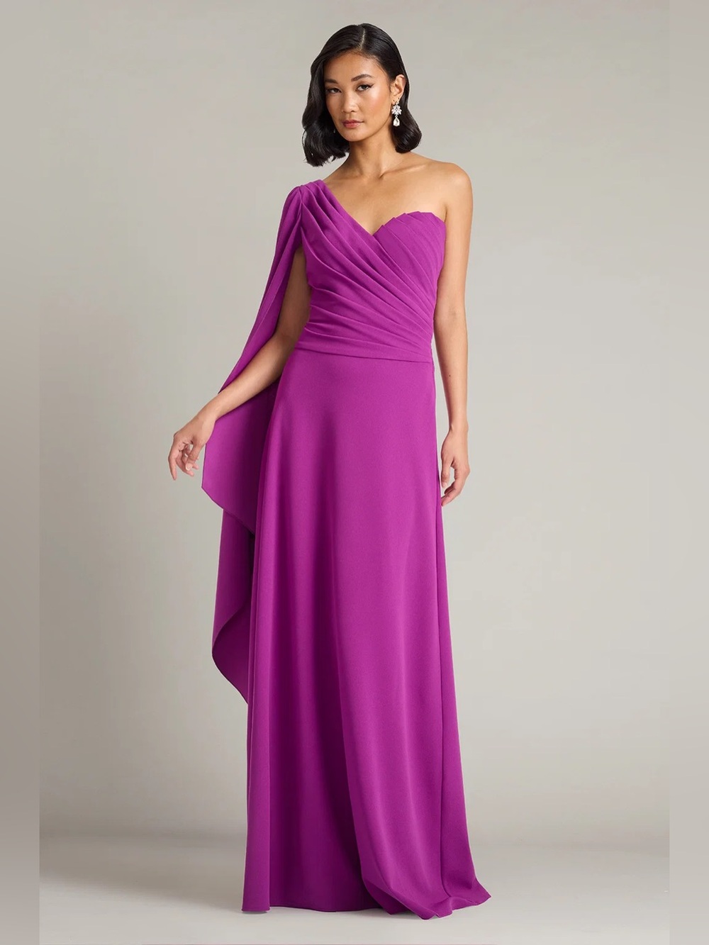 TADASHI SHOJI - ALNEY CASCADING CAPE SLEEVE GOWN